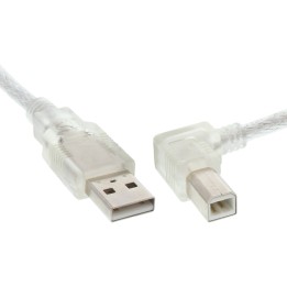 34519R - Câble InLine® USB 2.0, A vers B coudé, transparent, 1 m