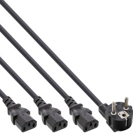 16653B - Câble secteur Y InLine®, 1x fiche de contact de protection vers 3x fiches pour appareil froid, 1,8 m