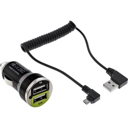 31502C - Kit de chargement de voiture InLine® USB DUAL, adaptateur secteur, câble de 1 m, 12/24 V CC à 5 V CC/2,1 A