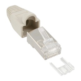 10er Pack InLine? Crimpst. RJ45 gesch., mit Knickschutz & Einf?delhilfe, beige