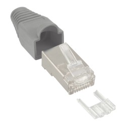 10er Pack InLine? Crimpst. RJ45 gesch., mit Knickschutz & Einf?delhilfe, grau