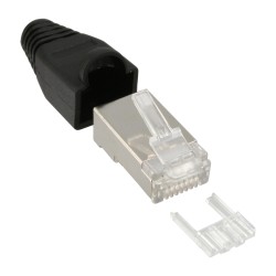 10er Pack InLine? Crimpst. RJ45 gesch., mit Knickschutz & Einf?delhilfe, schwarz