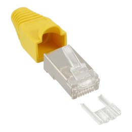 10er Pack InLine? Crimpst. RJ45 gesch., mit Knickschutz & Einf?delhilfe, gelb