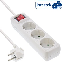 16435T - Multiprise InLine®, contact de protection à 3 voies, avec interrupteur, blanc, 5m