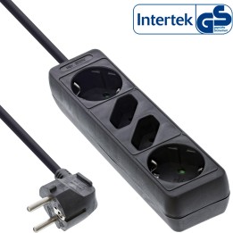 16441 - Multiprise InLine®, 4 prises, 2x contact de protection  2x Euro, noir, 1,5m