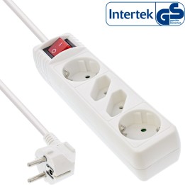16441T - Multiprise InLine®, 4 prises, 2x contact de protection  2x Euro, blanc, 1,5m