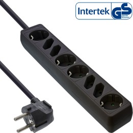 16483 - Multiprise InLine®, 8 prises, 4x contact de protection  4x Euro, noir, 3m
