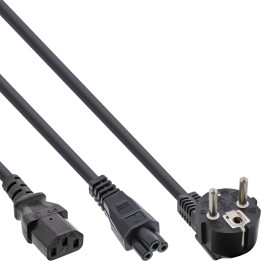 16653D - Câble secteur Y InLine®, 1x contact de protection ST vers appareil froid et ordinateur portable ST, 2m