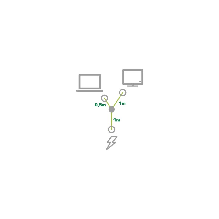InLine? Netz-Y-Kabel, 1x Schutzkontakt ST zu Kaltger?te- & Notebook ST, 2m