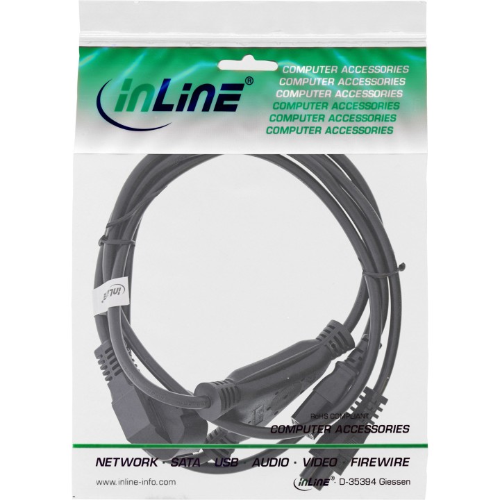 InLine? Netz-Y-Kabel, 1x Schutzkontakt ST zu Kaltger?te- & Notebook ST, 2m