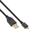 31705P - Câble InLine® Micro-USB 2.0, USB-A ST vers Micro-B ST, contacts plaqués or, 0,5 m