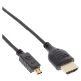 17555D - Câble HDMI Superslim InLine® A vers D, HS avec Eth., Premium, noir / or, 0,5 m