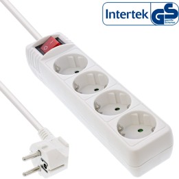 16441G - Multiprise InLine®, contact de protection 4 voies, avec interrupteur, blanc, 1,5 m
