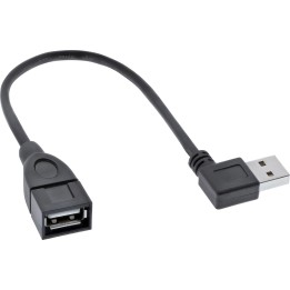34602R - Rallonge InLine® Smart USB 2.0 coudée, ST / BU, type A, noire, 0,2 m