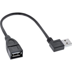InLine? Smart USB 2.0 Verl?ngerung gewinkelt, ST / BU, Typ A, schwarz, 0,2m