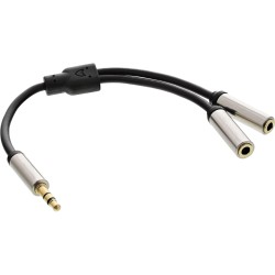 99250 - Câble InLine® Slim Audio en Y, jack 3,5 mm ST vers 2x jack BU, 0,15 m