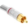 99110O - Fiche RCA InLine® version à souder, métal argenté, anneau rouge, pour câble 6 mm 99110O - Fiche RCA InLine® version à souder, métal argenté, anneau rouge, pour câble 6 mm