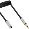 99281 - Câble spiralé InLine® Slim Audio jack 3,5 mm ST/BU, 4 broches, stéréo, 1 m