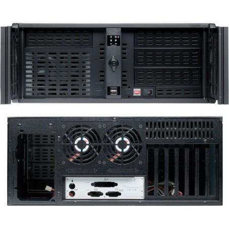 19" Boîtier PC "industrie" TCG-4800X07-1 4HE 528mm, noir, sans bloc d'alimentation