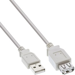 34602X - Rallonge InLine® USB 2.0, fiche / prise, type A, beige/gris, 2m
