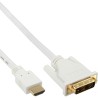 17665U - Câble InLine® HDMI-DVI, blanc / or, HDMI mâle vers DVI 181 mâle, 5 m