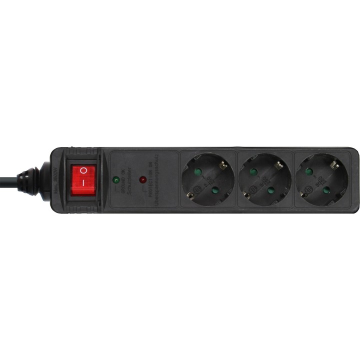 16431P - Multiprise InLine®, contact de protection à 3 voies, ÜSS, noir