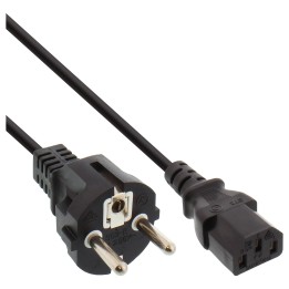 16651H - Câble d'alimentation InLine®, contact de protection droit sur fiche d'appareil froid C13, 0,5 m, noir