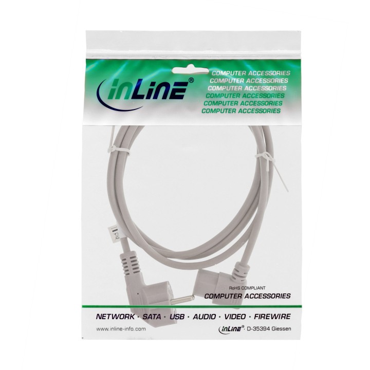 16647B - Câble d'alimentation InLine®, contact de protection enfilé sur prise appareil froid C13 filetage à droite taille 1m