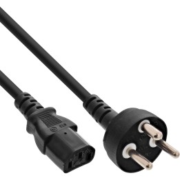 16653K - Câble d'alimentation InLine®, fiche d'alimentation Danemark vers fiche d'appareil froid C13, 3m