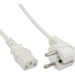 16650W - Câble d'alimentation InLine®, contact de protection coudé sur fiche d'appareil froid C13, blanc, 0,5 m