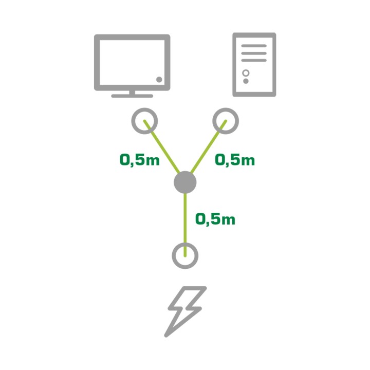 InLine? Netz-Y-Kabel, 1x Schutzkontakt ST zu 2x Kaltger?te ST, 1m