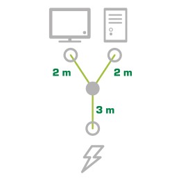 16657F - Câble secteur Y InLine®, 1x contact de protection ST vers 2x appareils froids ST, 5m
