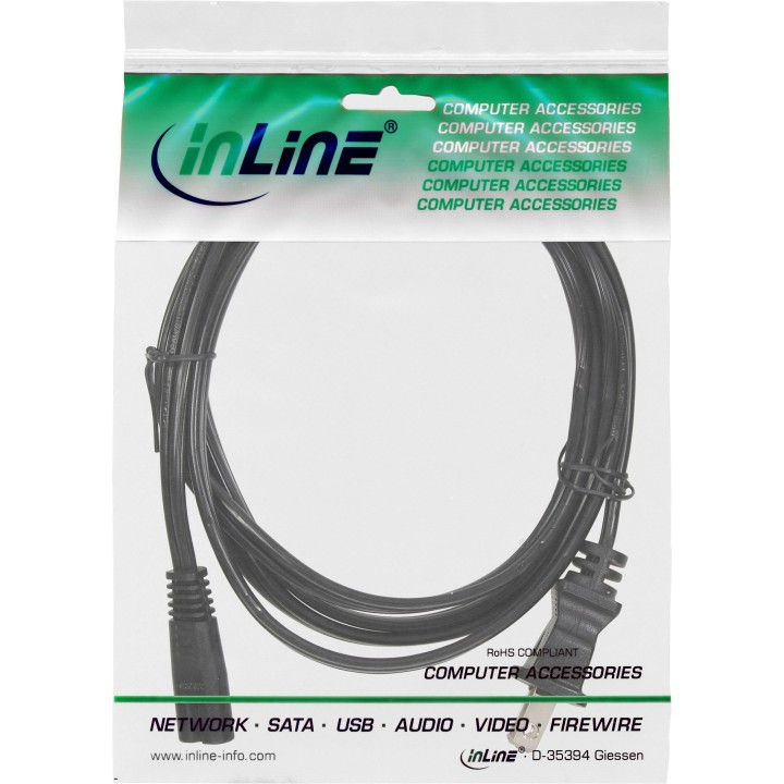 InLine? Netzkabel, Netzstecker USA auf Euro 8 C7 Stecker, 3m