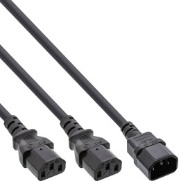 16657K - Câble secteur Y InLine®, appareils froids, 1x IEC-C14 à 2x IEC-C13, 3m