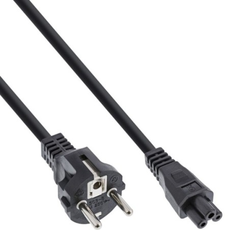 Câble réseau pour Notebook, InLine®, raccord de câbles en 3 pôl., noir, 2m