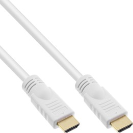 17507W - Câble InLine® HDMI haute vitesse avec Eth., Premium, ST / ST, blanc / or, 7,5 m