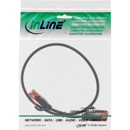 71233S - InLine® Câble patch Slim, U/UTP, Cat.6, noir, 0,3m