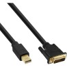 17223 - InLine® Mini DisplayPort à DVI Câble, Mini DisplayPort mâle à DVI-D 241 mâle, noir/or, 3m