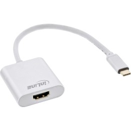 InLine? USB Display Konverter, USB-C Stecker zu HDMI Buchse 4K/60Hz, silber
