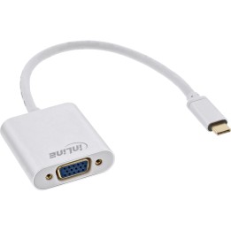 InLine? USB Display Konverter, USB-C Stecker zu VGA Buchse, silber