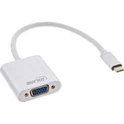 InLine? USB Display Konverter, USB-C Stecker zu VGA Buchse, silber