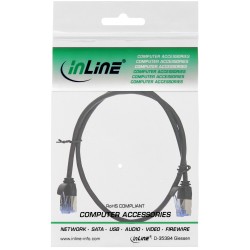 71922S - InLine® Câble patch slim, U/FTP PiMf, Cat.6A, noir, 0,25m