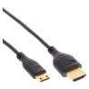 17533C - InLine® Câble HDMI Superslim A à C, HS avec éther, Premium, noir / or, 0,3m
