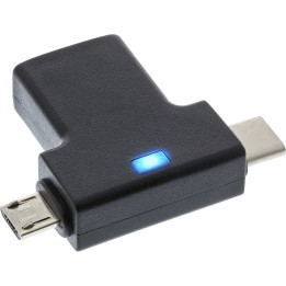 35804 - InLine® Adaptateur en T USB 3.1/2.0, USB-C mâle ou Micro-USB sur A femelle