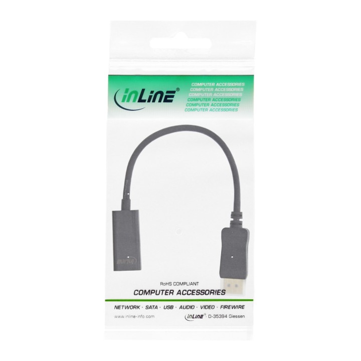 17198C - InLine® Câble adaptateur DisplayPort vers HDMI avec audio, DisplayPort mâle vers HDMI