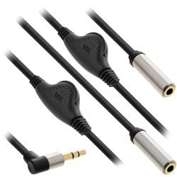 99253A - InLine® Câble audio Slim en Y jack 3,5mm ST à 2x BU, avec réglage du volume, 0,25m