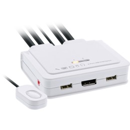 InLine? KVM Switch, 2-fach, USB-C zu DisplayPort 1.2, 4K, Audio, integr. Kabel