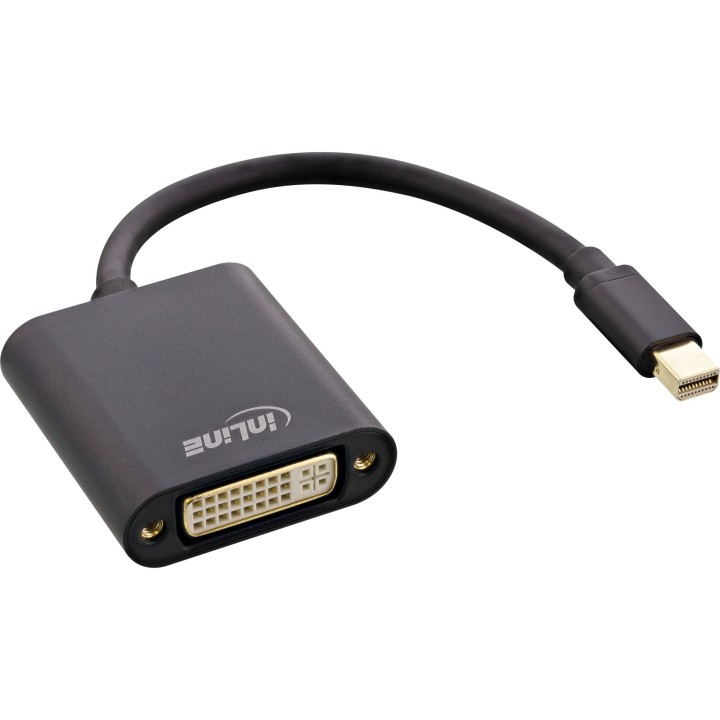 17194S - InLine® Mini DisplayPort to DVI Adapter Aluminium, noir, 0,15m