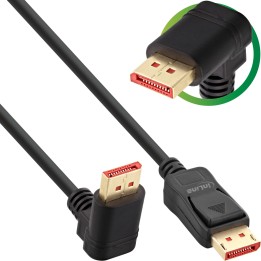 17152O - InLine® Câble DisplayPort 1.4, 8K4K, coudé vers le haut, noir/or, 2m