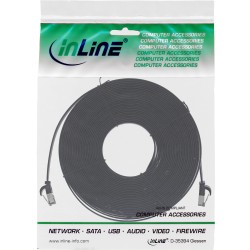 InLine? Patchkabel flach, U/FTP, Cat.8.1, TPE halogenfrei, schwarz, 7,5m